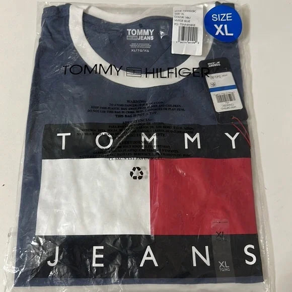 NWT Tommy Hilfiger Logo Colorblock Blouse Top T Shirt size XL blue
