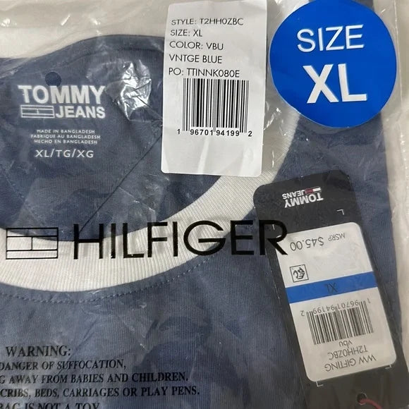 NWT Tommy Hilfiger Logo Colorblock Blouse Top T Shirt size XL blue