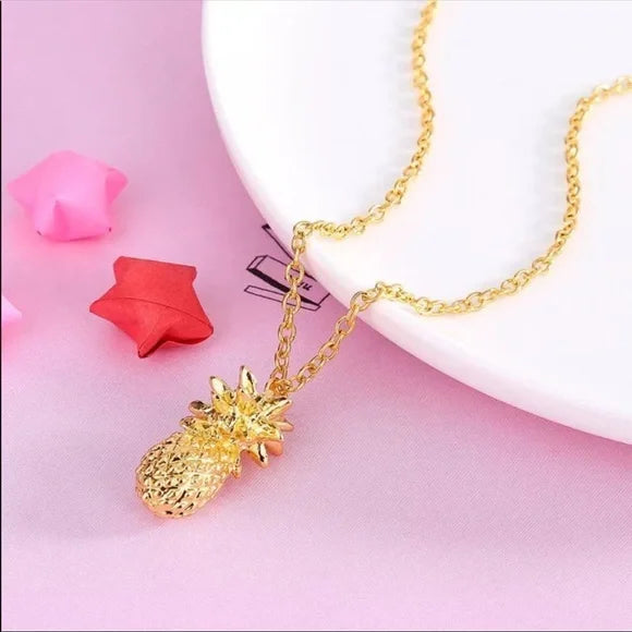 Silver Gold-Plated Pineapple 🍍 Necklace Pendant Charm
