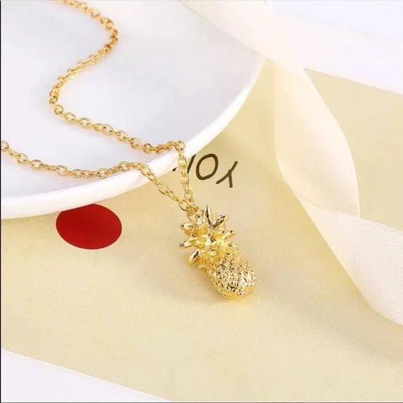 Silver Gold-Plated Pineapple 🍍 Necklace Pendant Charm