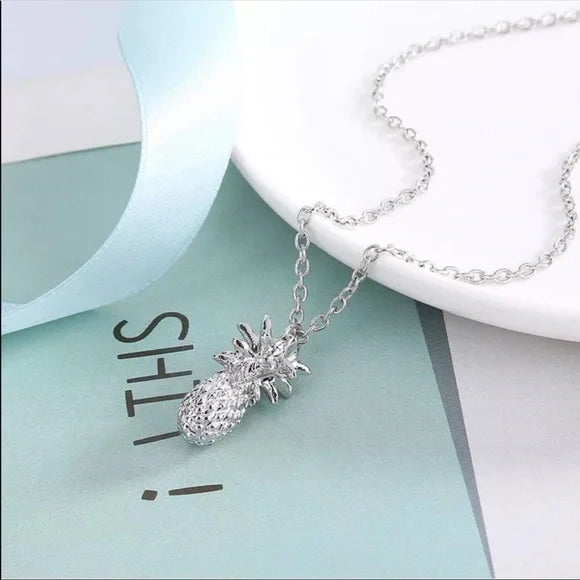 Silver Gold-Plated Pineapple 🍍 Necklace Pendant Charm