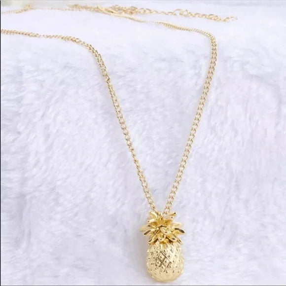 Silver Gold-Plated Pineapple 🍍 Necklace Pendant Charm