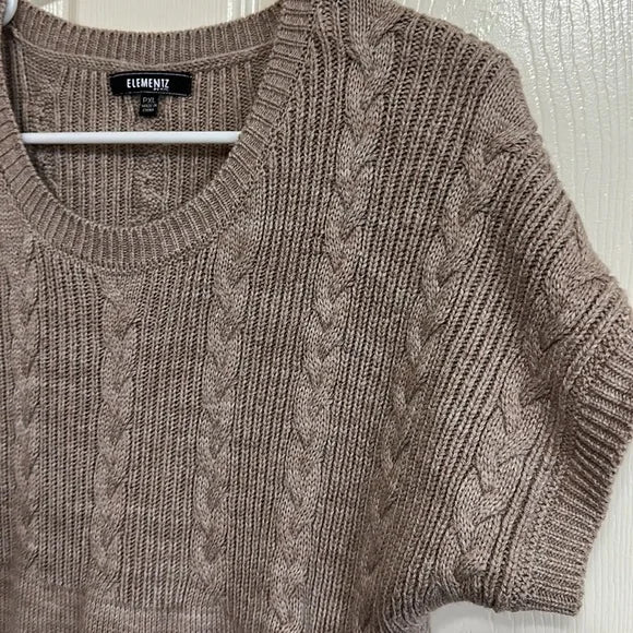 NWOT Elementz women's sweater dress tan beige color PXL 100% acrylic russet