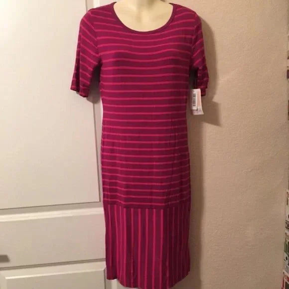 NWT LuLuRoe Pink Purple Striped Dress . Size Small. Women's Ladies Fashion