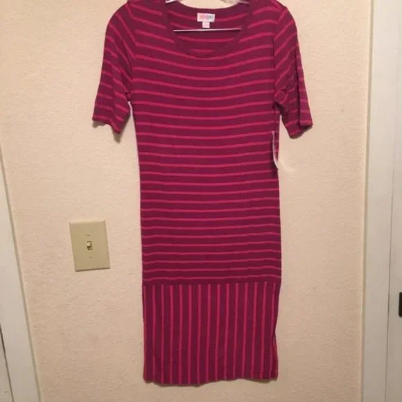 NWT LuLuRoe Pink Purple Striped Dress . Size Small. Women's Ladies Fashion
