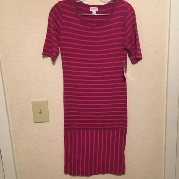 NWT LuLuRoe Pink Purple Striped Dress . Size Small. Women's Ladies Fashion