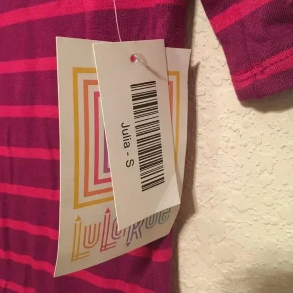 NWT LuLuRoe Pink Purple Striped Dress . Size Small. Women's Ladies Fashion