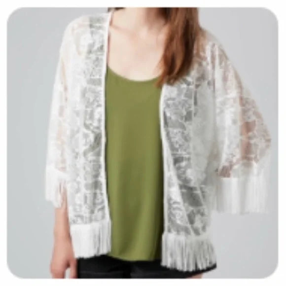 NWT Be You White lace Cardigan. Size Medium. Women's Ladies Fashion.