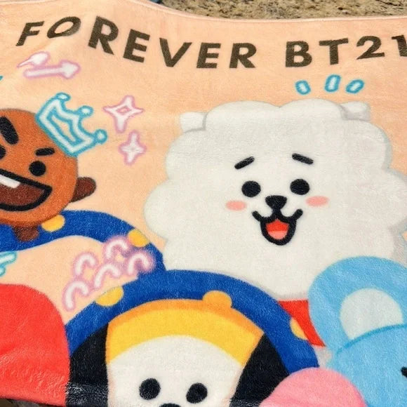 Forever BT21 Soft Fluffy Fleece Decorative Blankets Bed Decor Throw New