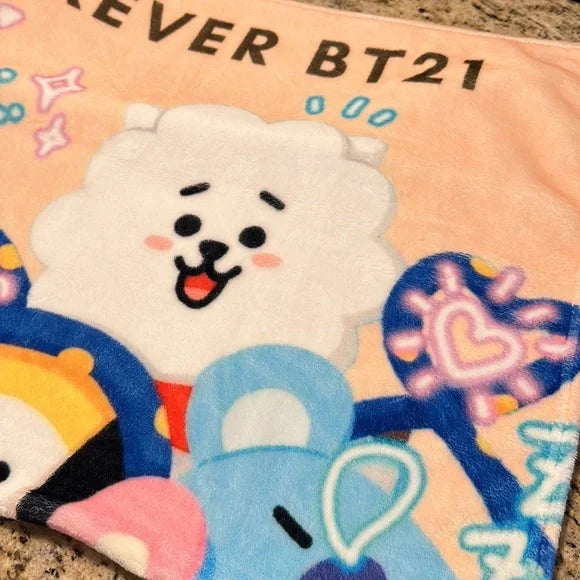 Forever BT21 Soft Fluffy Fleece Decorative Blankets Bed Decor Throw New