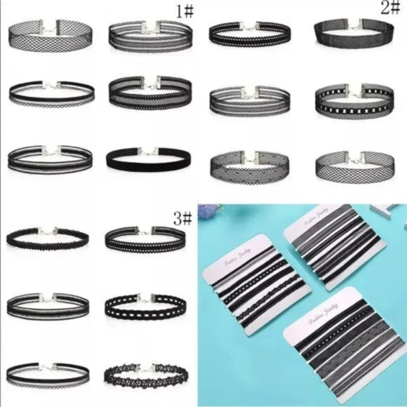 New 6 pcs Black Gothic Collar Choker Necklace. Women's Fashion Accessories