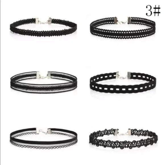 New 6 pcs Black Gothic Collar Choker Necklace. Women's Fashion Accessories