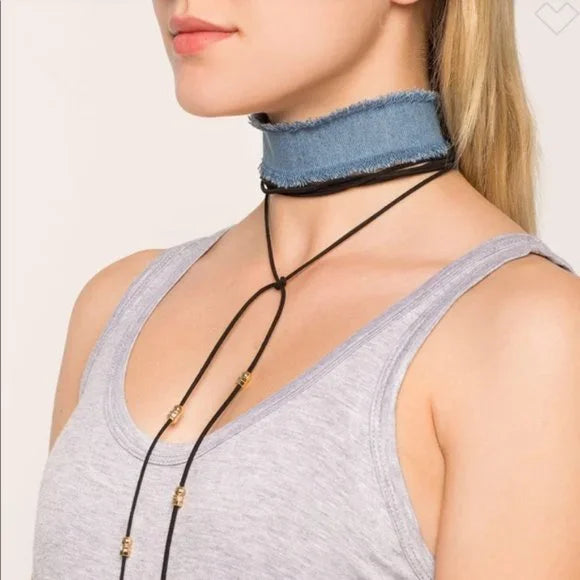 NWT Denim Wrap Choker Fashion Jewelry. Women's Fashion Accessories