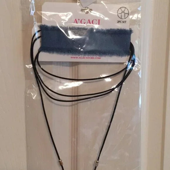 NWT Denim Wrap Choker Fashion Jewelry. Women's Fashion Accessories