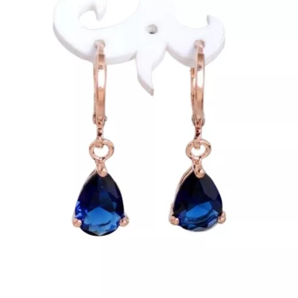 NWT Blue Cubic Zirconia Gemstone π Dangling Drop Earrings. Women's Fashion.