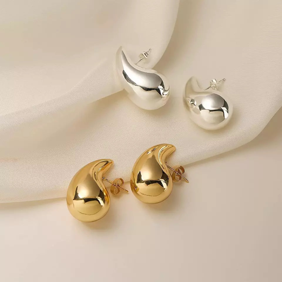 Teardrop Earrings Dupes for Women Gold/Silver Chunky Hoop Dangle Earrings