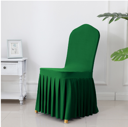 3pcs Wedding Spandex Chair Cover With Pleated Ruffled Skirt