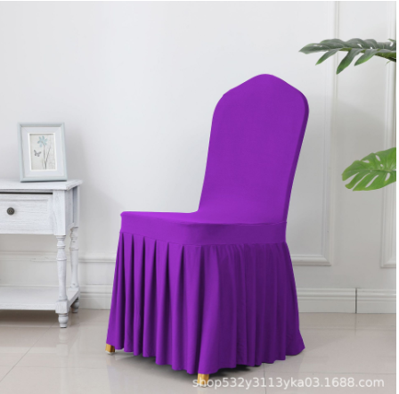 3pcs Wedding Spandex Chair Cover With Pleated Ruffled Skirt