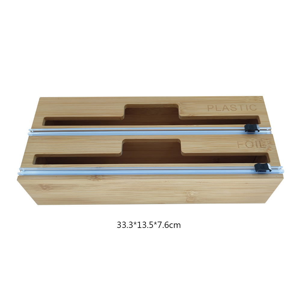 Foil Wrap Bamboo Wood Dispenser Organizer