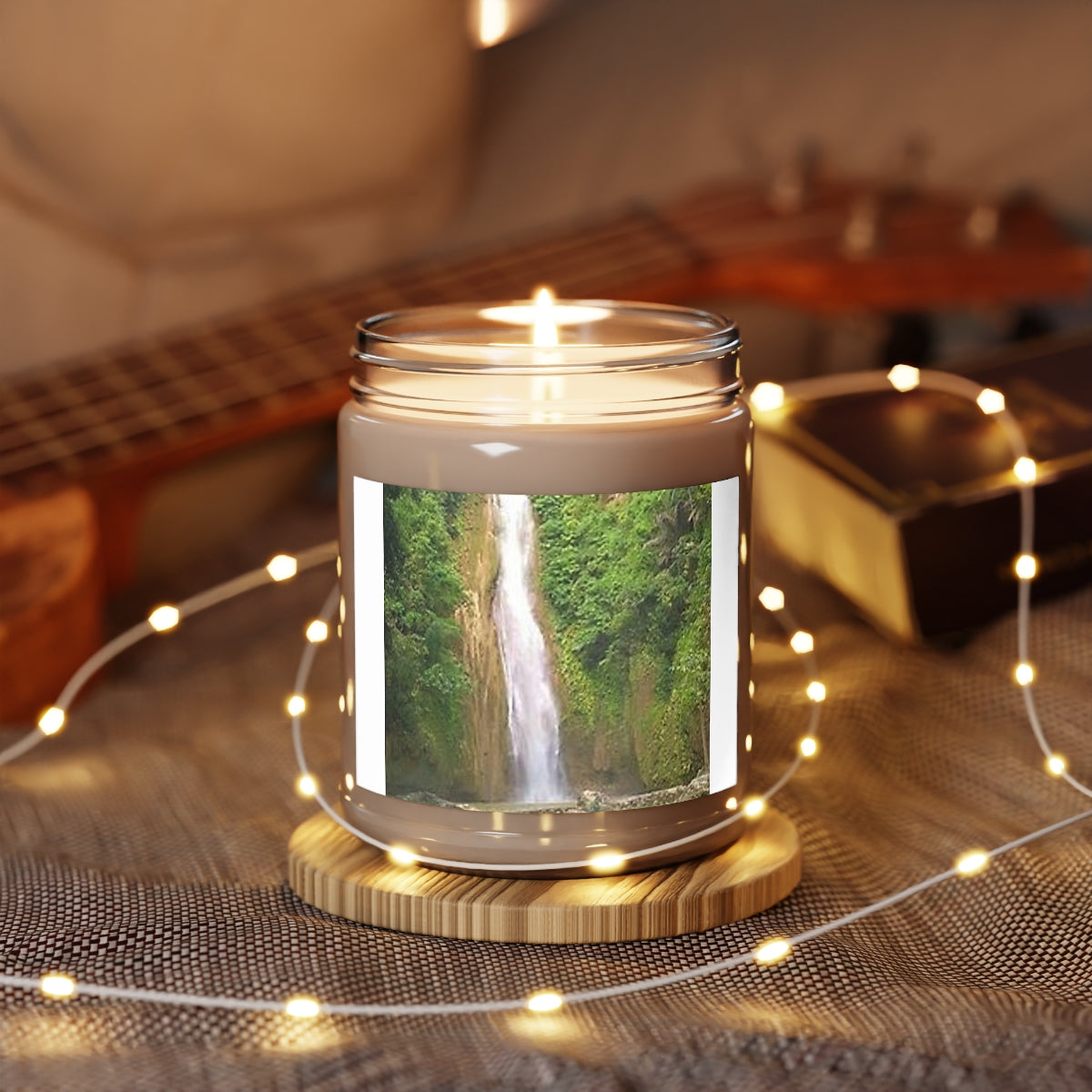 " Waterfalls Scenery " Design Scented Candles, 9oz Holiday Gift Birthday Gift Comfort Spice Scent, Sea Breeze Scent, Vanilla Bean Scent Home Decor
