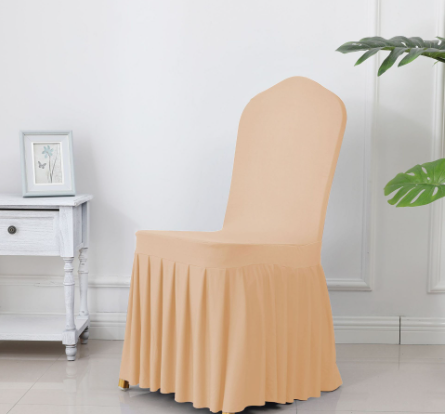 3pcs Wedding Spandex Chair Cover With Pleated Ruffled Skirt