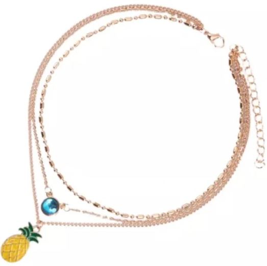 NWT 3 layer Choker Pineapple 🍍 Necklace. Women's Fashion Jewelry