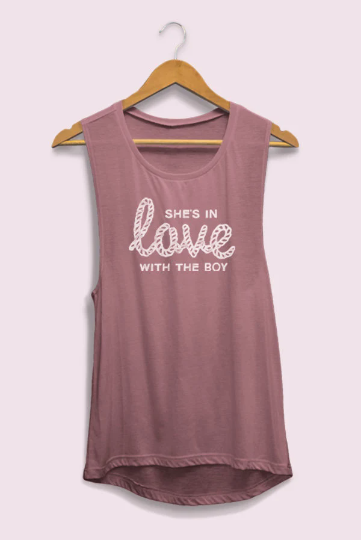 " I'm Gonna Marry That Boy Someday" / " She's In Love with the Boy " - Bachelorette Party Flowy Muscle Tank Tops