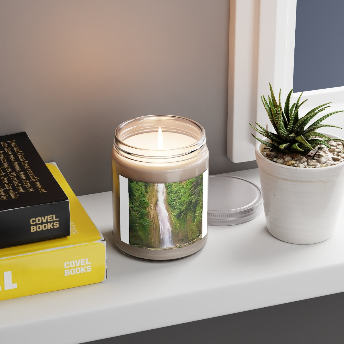 " Waterfalls Scenery " Design Scented Candles, 9oz Holiday Gift Birthday Gift Comfort Spice Scent, Sea Breeze Scent, Vanilla Bean Scent Home Decor