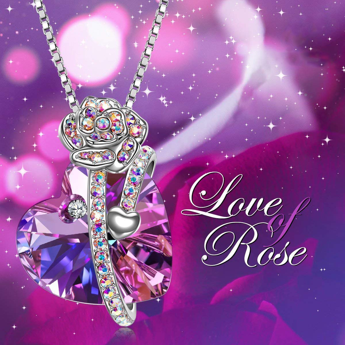 LOVE OF ROSE- Changing Pink Stone Necklace ITALY Made