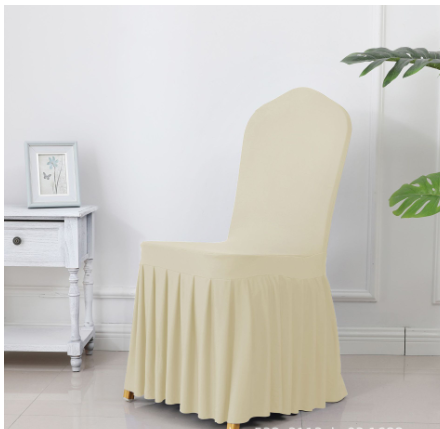 3pcs Wedding Spandex Chair Cover With Pleated Ruffled Skirt