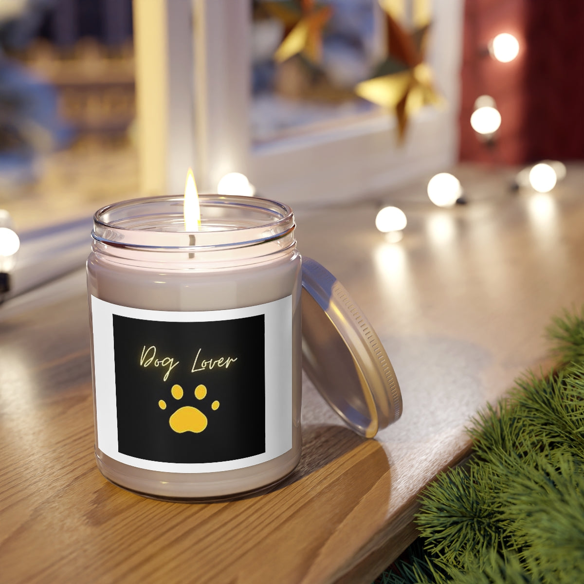 " Dog Lover " With Paw Design Scented Candles, 9oz Holiday Gift Birthday Gift Comfort Spice Scent, Sea Breeze Scent, Vanilla Bean Scent Home Decor