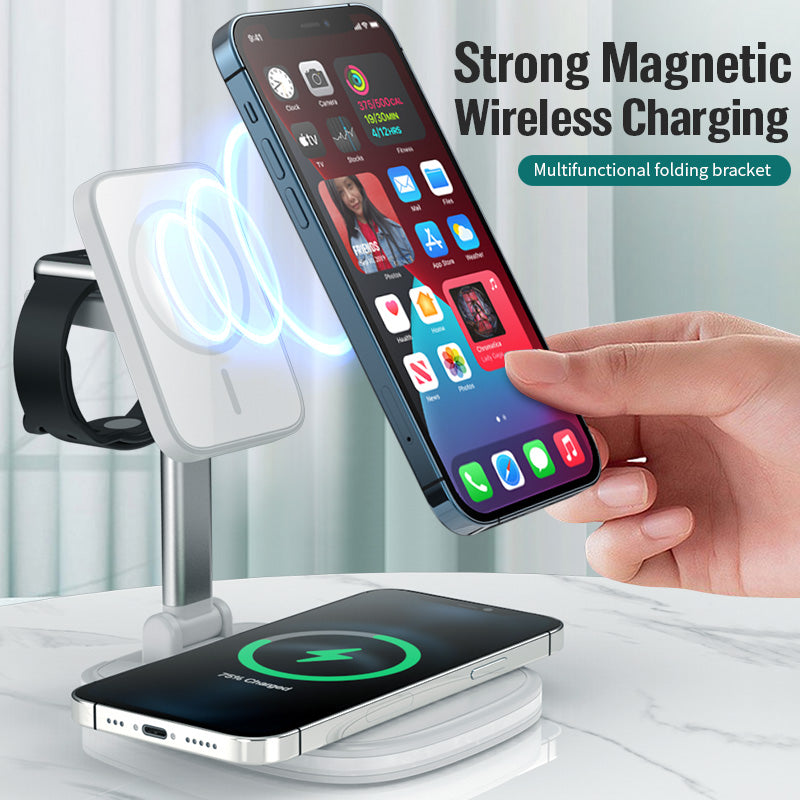 3in1 15W Folding Wireless Magnetic Charger Universal Charging Fast Convenient