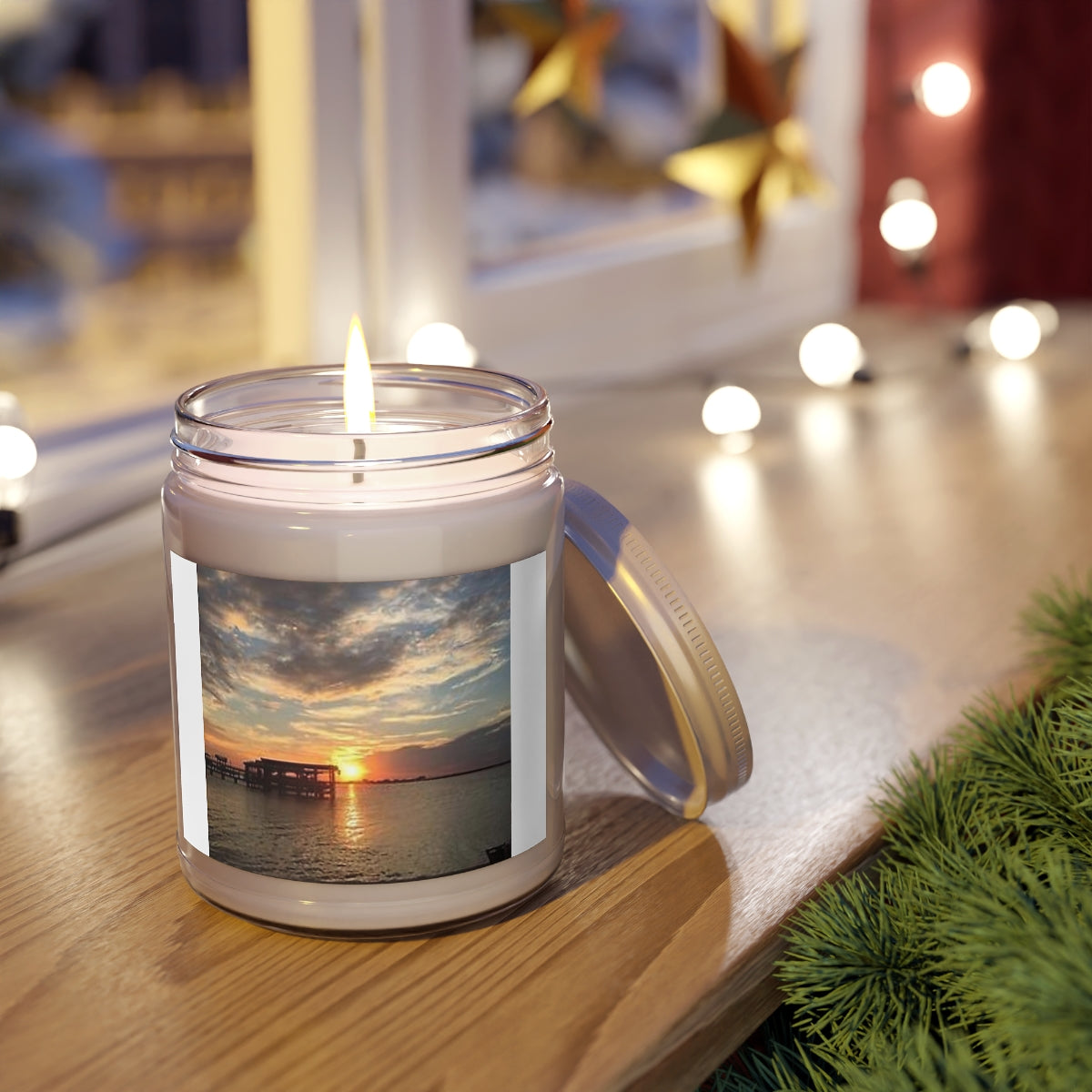 " Sunset View " Design Scented Candles, 9oz Holiday Gift Birthday Gift Comfort Spice Scent, Sea Breeze Scent, Vanilla Bean Scent Home Decor