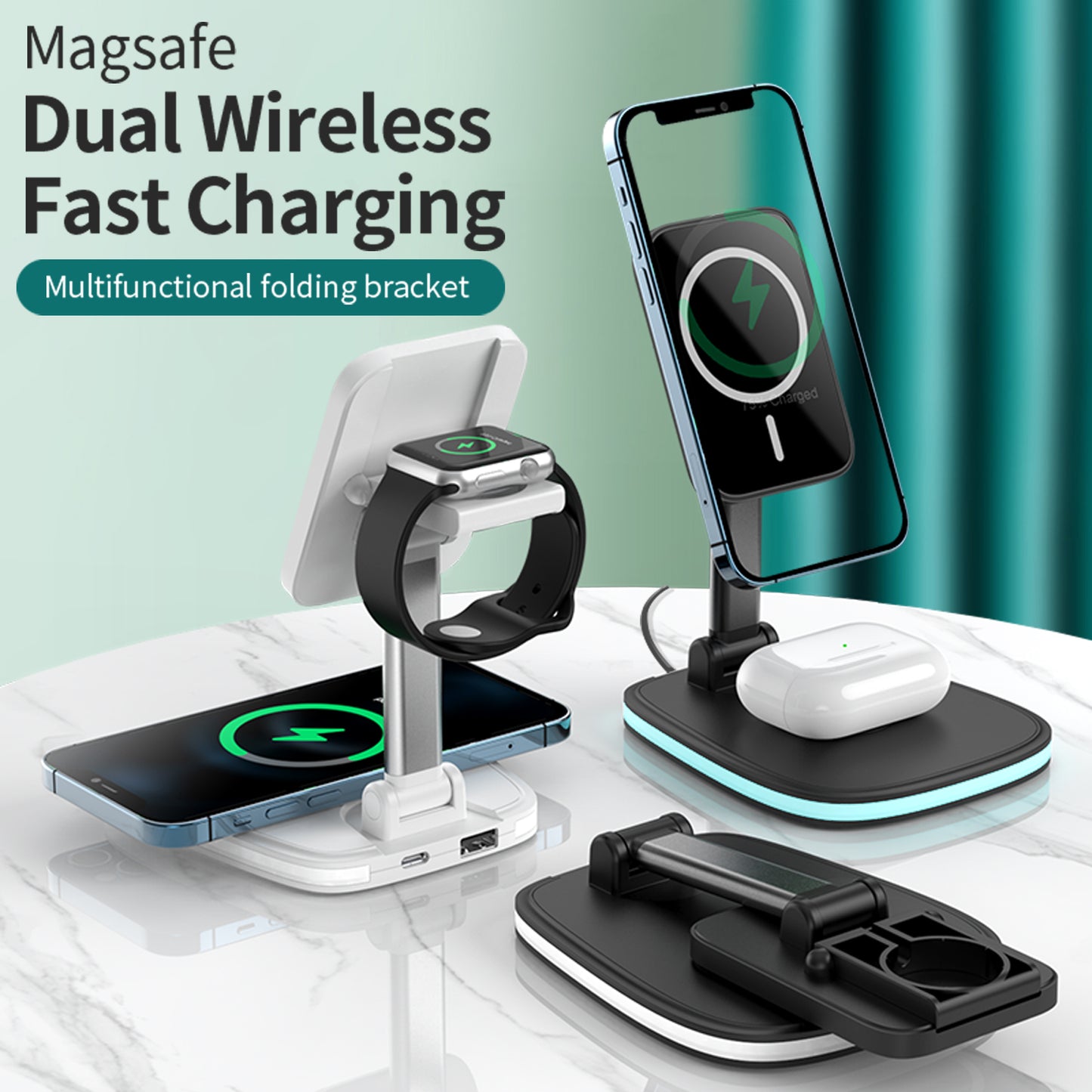 3in1 15W Folding Wireless Magnetic Charger Universal Charging Fast Convenient