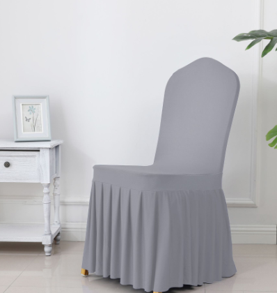 3pcs Wedding Spandex Chair Cover With Pleated Ruffled Skirt