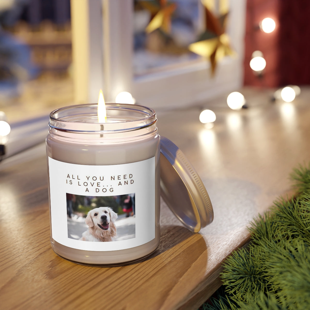" All You Need Is Love And A Dog " Scented Candles, 9oz Holiday Birthday Gift Comfort Spice, Sea Breeze, Vanilla Bean Scent