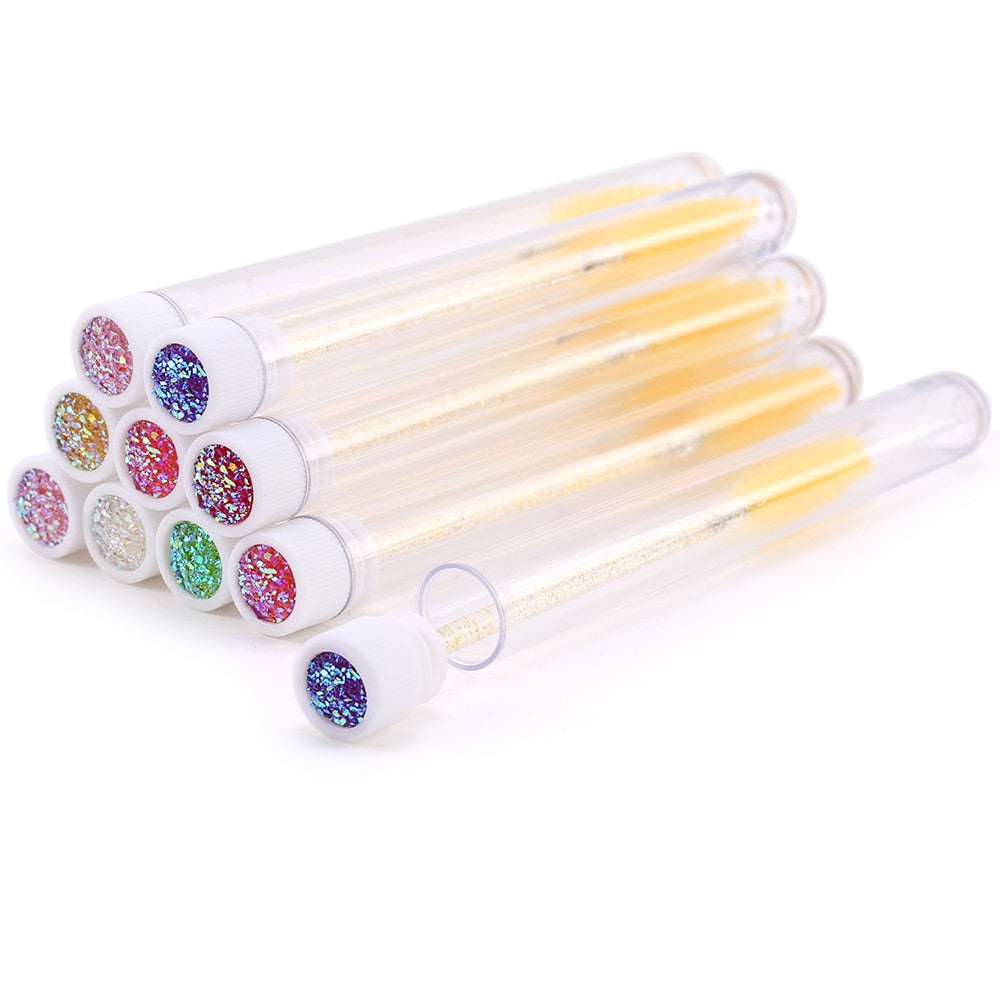 Eyelash Extender Disposable Eyebrow Brush Separate Tube Design Charming Diamond Bottom Mascara Stick Applicator