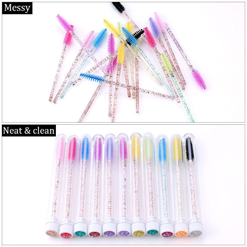 Eyelash Extender Disposable Eyebrow Brush Separate Tube Design Charming Diamond Bottom Mascara Stick Applicator