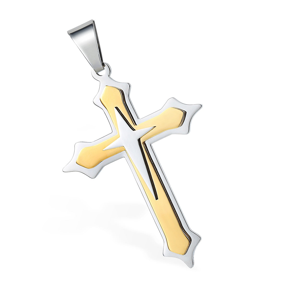 Cross Pendant Necklaces For Men Black Gold Color Silver Color Stainless Steel Charm Chain Male Hip Hop Jewelry