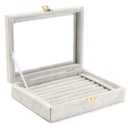 Velvet Wooden Earring Ring Holder Jewelry Box Rings Tray Holder Jewelry Storage Box Jewelry Display Organizer Storage Boxes