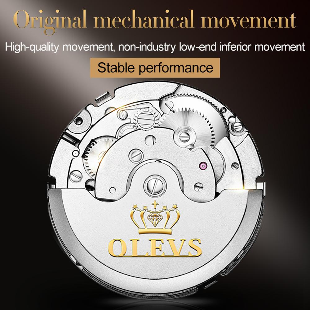 OLEVS Original Watch For Men Automatic Mechanical Watch Top Brand Luxury Tourbillon Wristwatch Classic Male Black Watches 6607