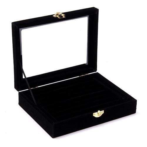 Velvet Wooden Earring Ring Holder Jewelry Box Rings Tray Holder Jewelry Storage Box Jewelry Display Organizer Storage Boxes