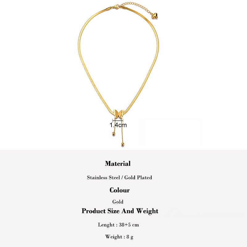 Vintage Butterfly Necklace For Women Stainless Steel Blade Snake Chains Aesthetic Charms Choker Women jewelry Gift