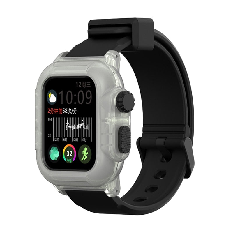 Silicone Band Case For Apple Watch Case Series 6 se 5 4 3 2 Waterproof Sports 44mm 42mm 40mm Strap Shockproof Frame transparent