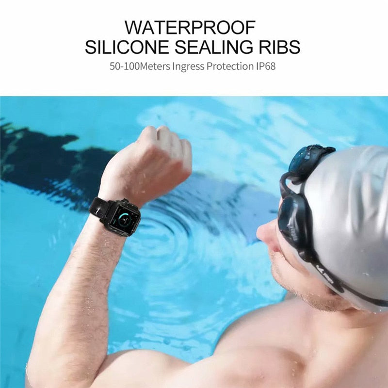 Silicone Band Case For Apple Watch Case Series 6 se 5 4 3 2 Waterproof Sports 44mm 42mm 40mm Strap Shockproof Frame transparent