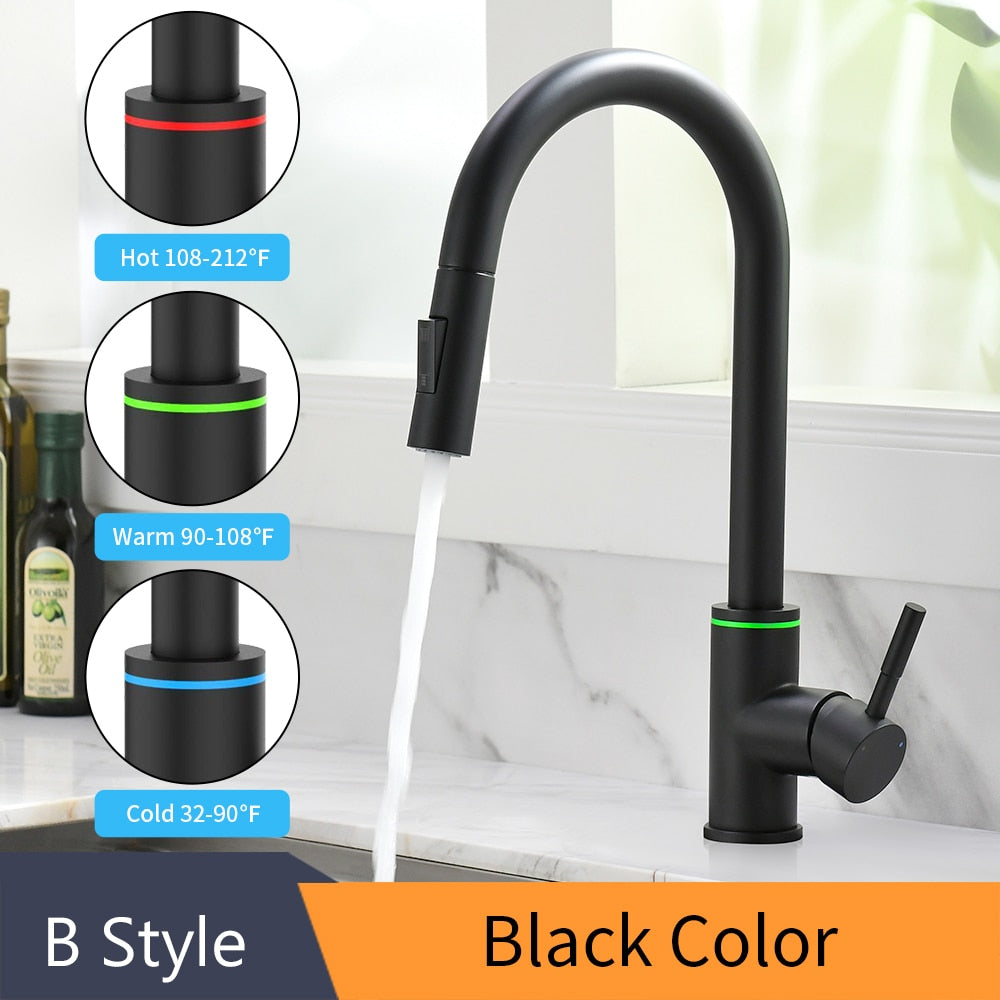 Gold Kitchen Faucets Silver Single Handle Pull Out Kitchen Tap Single Hole Handle Swivel Degree Water Mixer Tap Mixer Tap