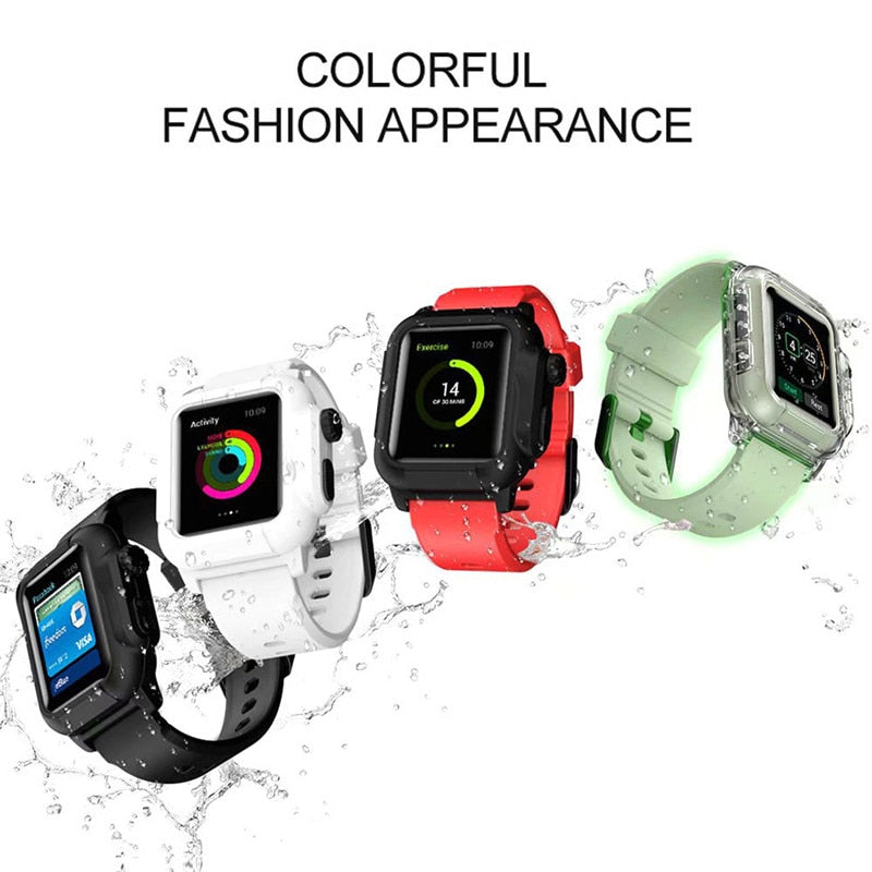 Silicone Band Case For Apple Watch Case Series 6 se 5 4 3 2 Waterproof Sports 44mm 42mm 40mm Strap Shockproof Frame transparent