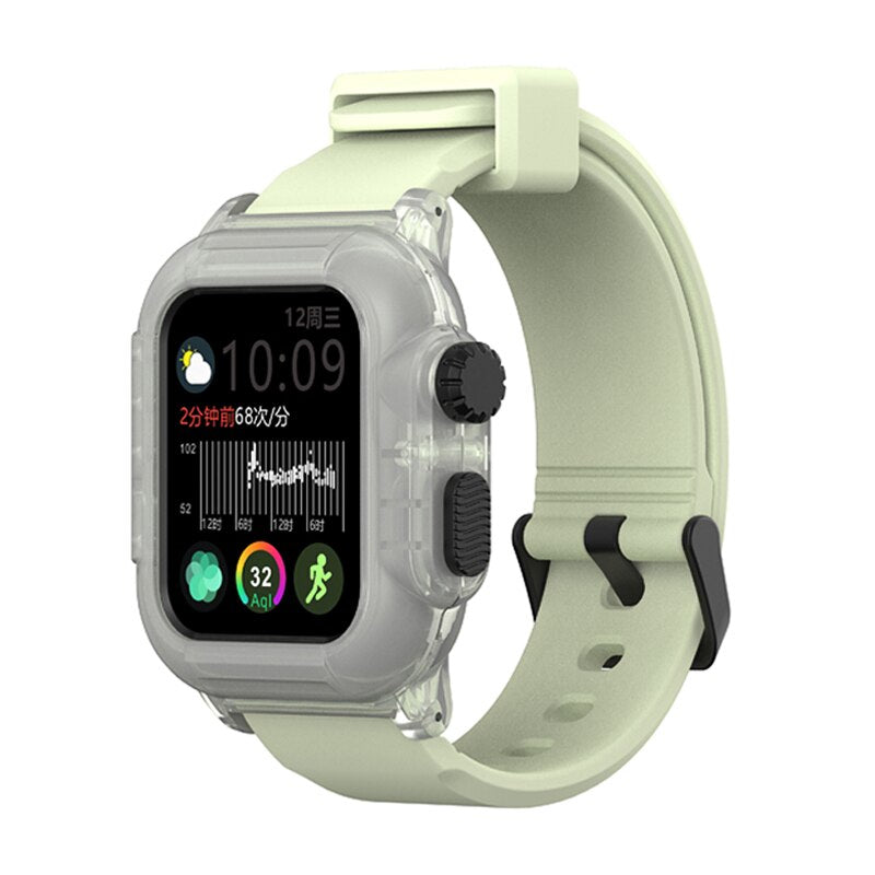 Silicone Band Case For Apple Watch Case Series 6 se 5 4 3 2 Waterproof Sports 44mm 42mm 40mm Strap Shockproof Frame transparent