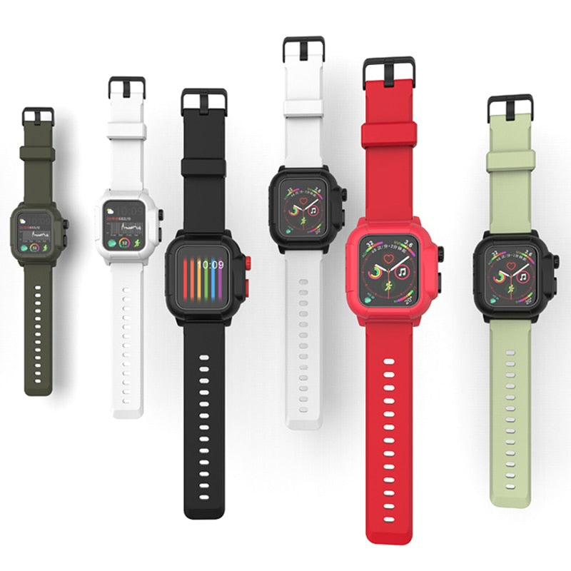 Silicone Band Case For Apple Watch Case Series 6 se 5 4 3 2 Waterproof Sports 44mm 42mm 40mm Strap Shockproof Frame transparent