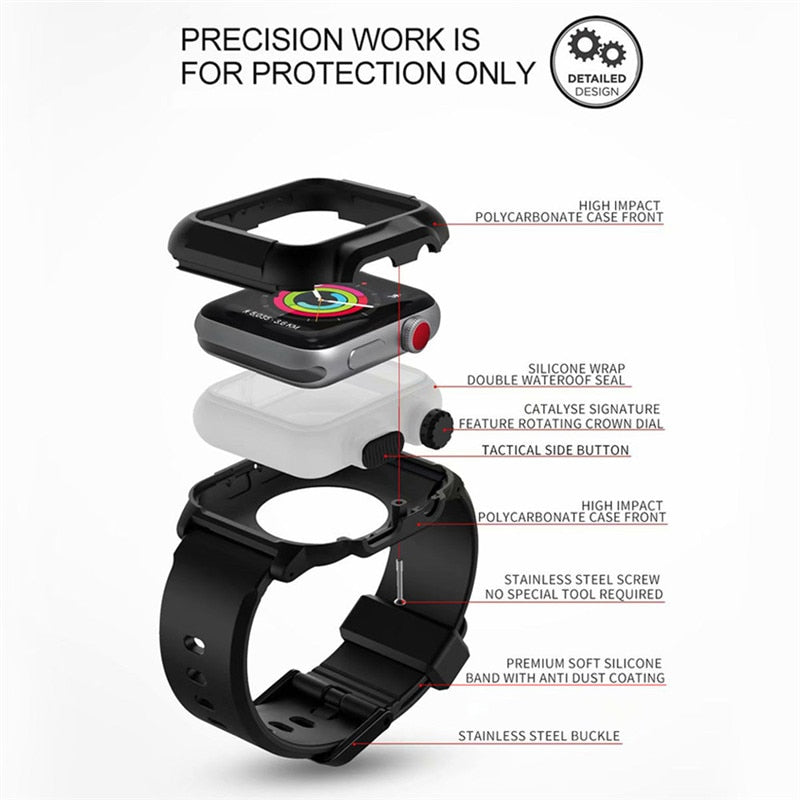 Silicone Band Case For Apple Watch Case Series 6 se 5 4 3 2 Waterproof Sports 44mm 42mm 40mm Strap Shockproof Frame transparent